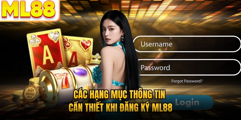 Các hạng mục thông tin cần thiết khi đăng ký ML88
